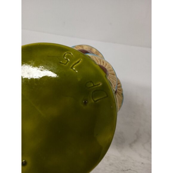 Vintage 75 Ceramic Green Mushroom Design Planter Flower Pot Signed Retro Cottage - Picture 7 of 10